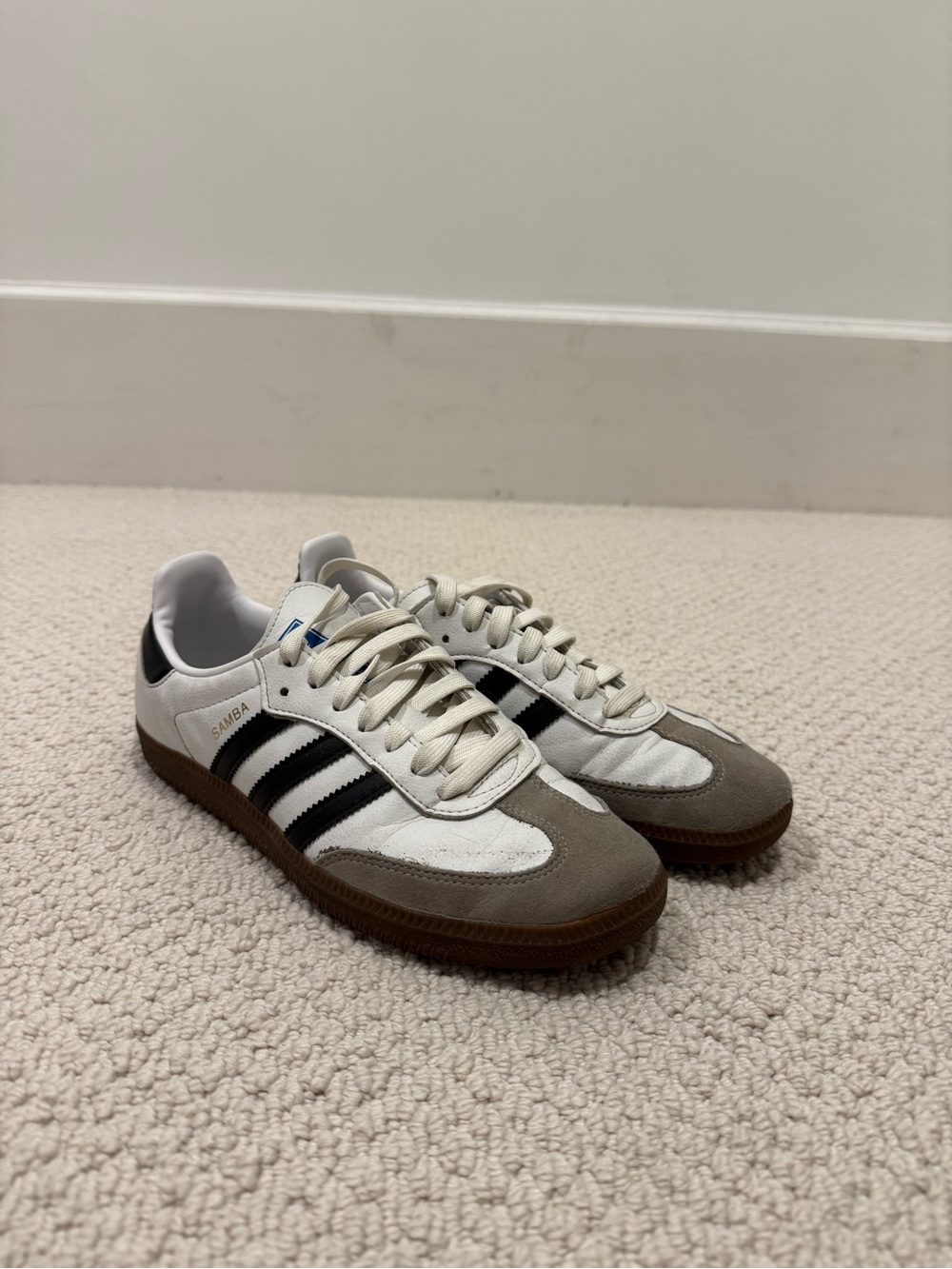 Adidas Samba White & Black Leather Suede Sneakers